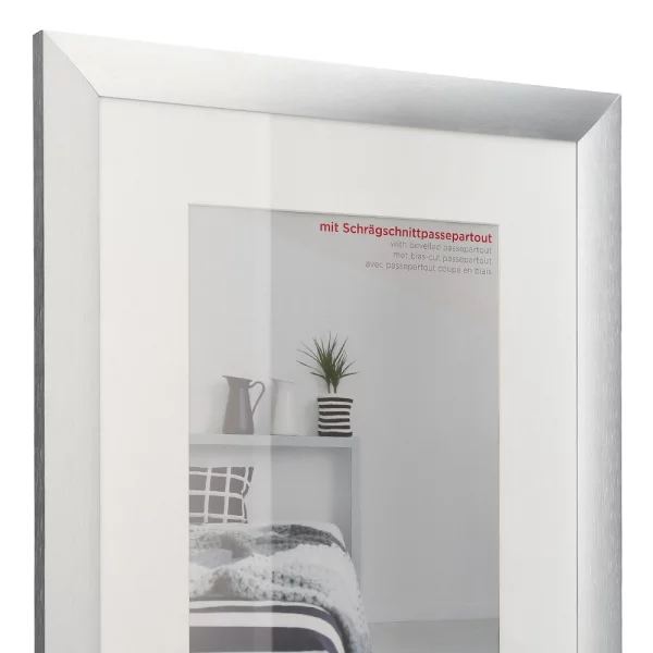 Cadre en aluminium Aluline avec passe-partout 15x20 cm (10x15 cm) | argent | verre standard (2 mm)