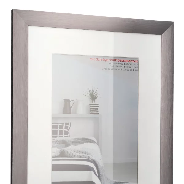 Cadre en aluminium Aluline avec passe-partout 13x18 cm (9x13 cm) | acier | verre standard (2 mm)
