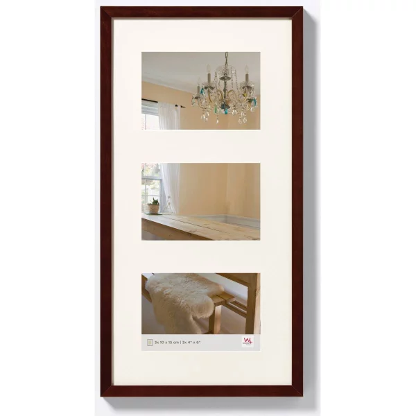 Cadre multi photos pour 3 photos Peppers 3x 10x15 cm | noyer | verre standard (2 mm)