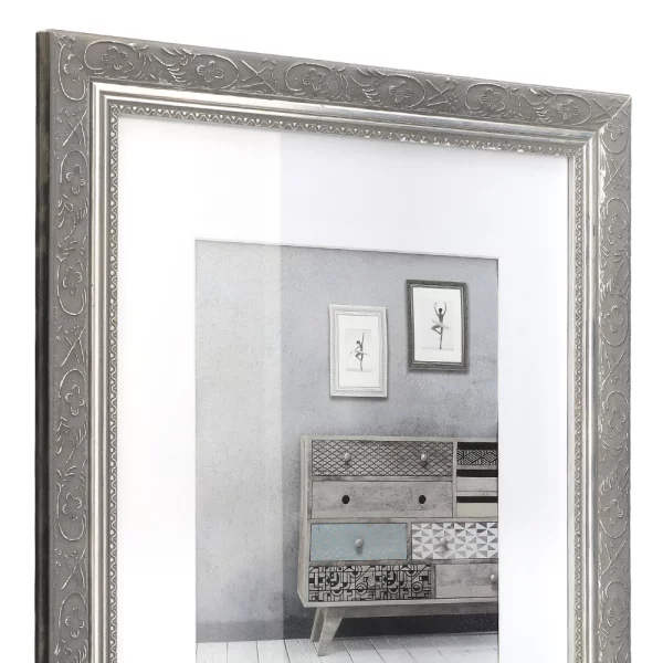 Cadre en bois Baroque avec passe-partout 20x30 cm | anthracite | verre standard (2 mm)