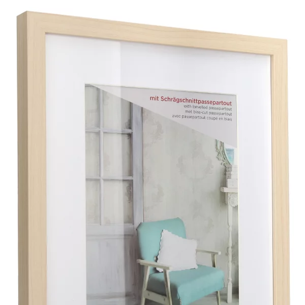 Cadre en bois Stockholm avec passe-partout 10x15 cm | naturel | verre standard (2 mm)