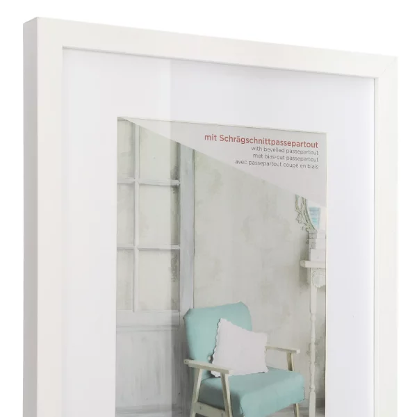 Cadre en bois Stockholm avec passe-partout 10x15 cm | blanc | verre standard (2 mm)