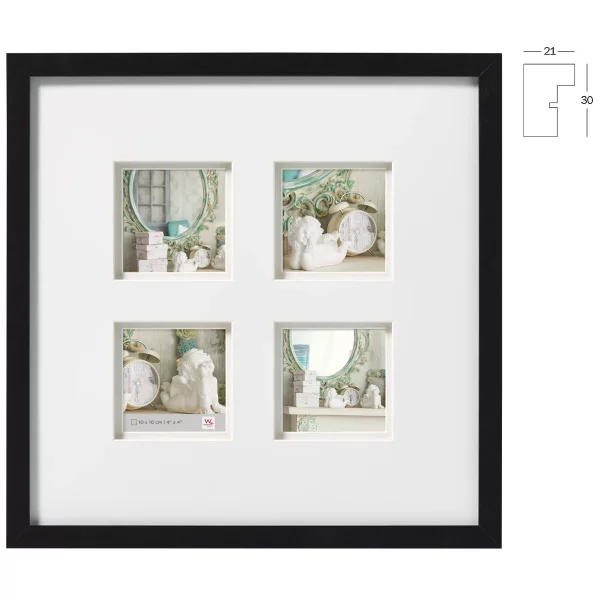 Cadre multi photos Stockholm avec double passe-partout pour 4 photos 10 x 10 cm 