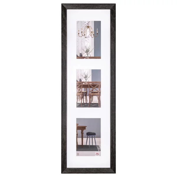 Cadre multi photos pour 3 photos Fiorito 3x10x15 cm | gris foncé | verre standard (2 mm)
