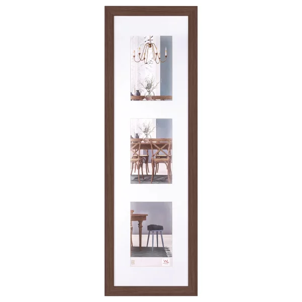 Cadre multi photos pour 3 photos Fiorito 3x10x15 cm | chêne foncé | verre standard (2 mm)