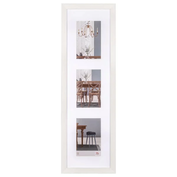 Cadre multi photos pour 3 photos Fiorito 3x10x15 cm | blanc | verre standard (2 mm)