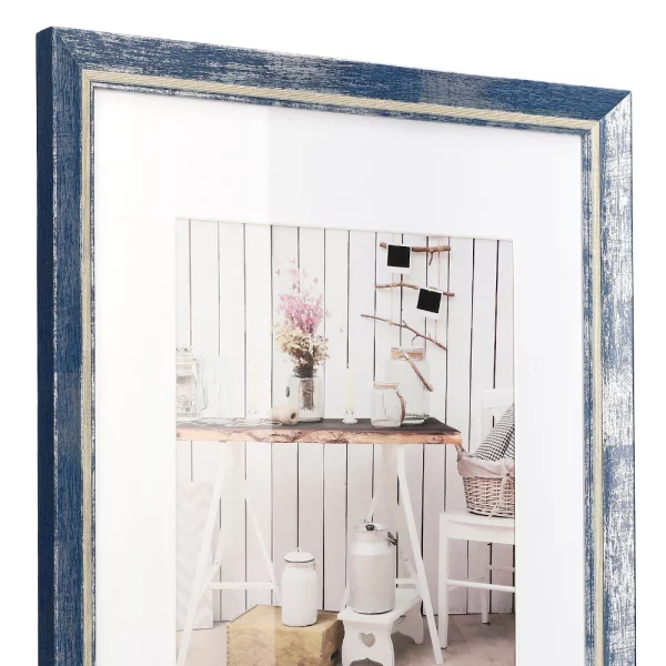 Cadre en plastique Chalet avec passe-partout 10x15 cm | bleu | verre standard (2 mm)
