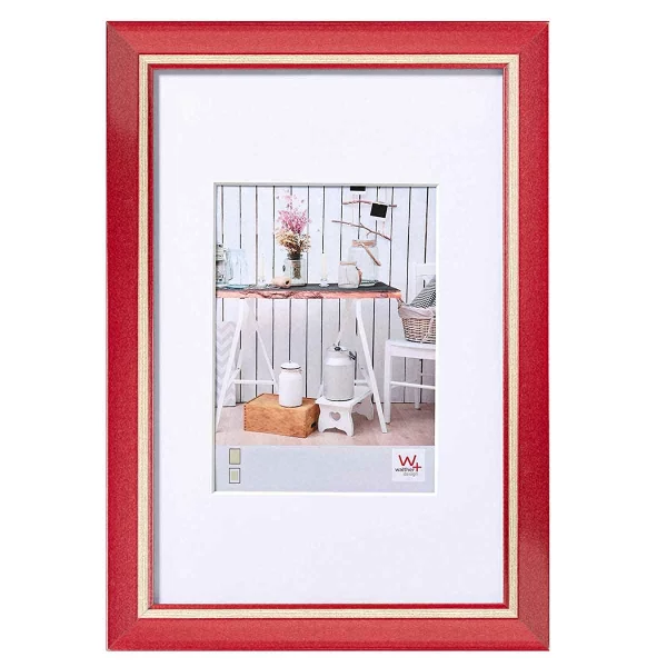 Kunststoff Bilderrahmen Chalet mit Passepartout 24x30 cm | rot | Normalglas (2 mm)