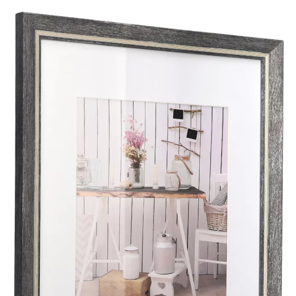 Cadre en plastique Chalet avec passe-partout 10x15 cm | noir | verre standard (2 mm)
