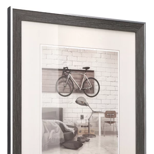Kunststoff Bilderrahmen Bohemian mit Passepartout 20x30 cm | grau | Normalglas (2 mm)
