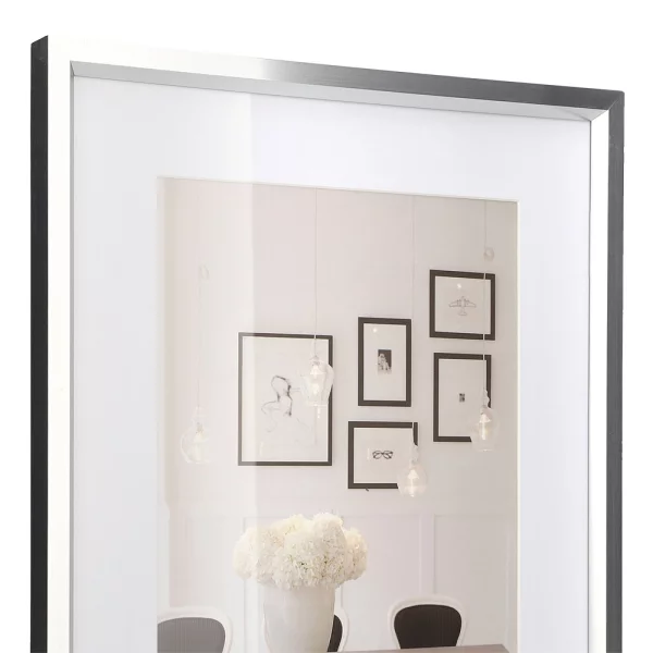 Cadre en plastique Steel Style avec passe-partout 10x15 cm (7 x 10 cm) | argent | verre standard (2 mm)