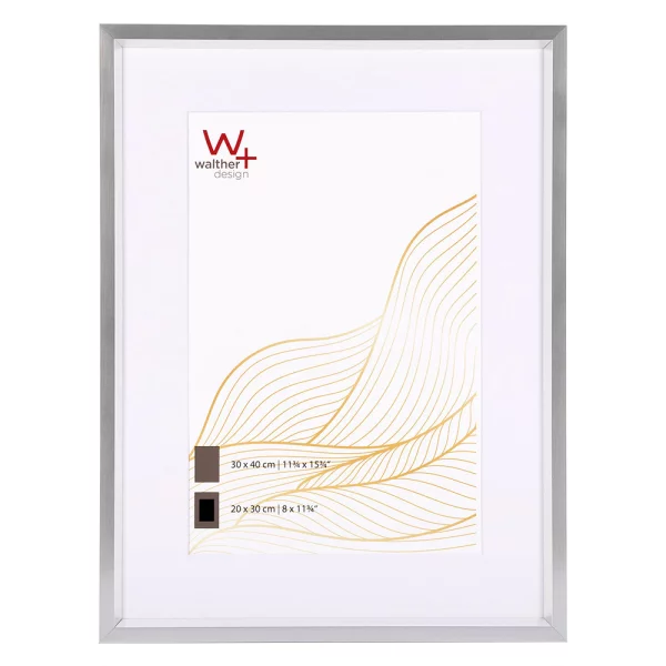 Cadre en plastique New Wave avec passe-partout 10x15 cm (7x10 cm) | argent | verre standard (2 mm)