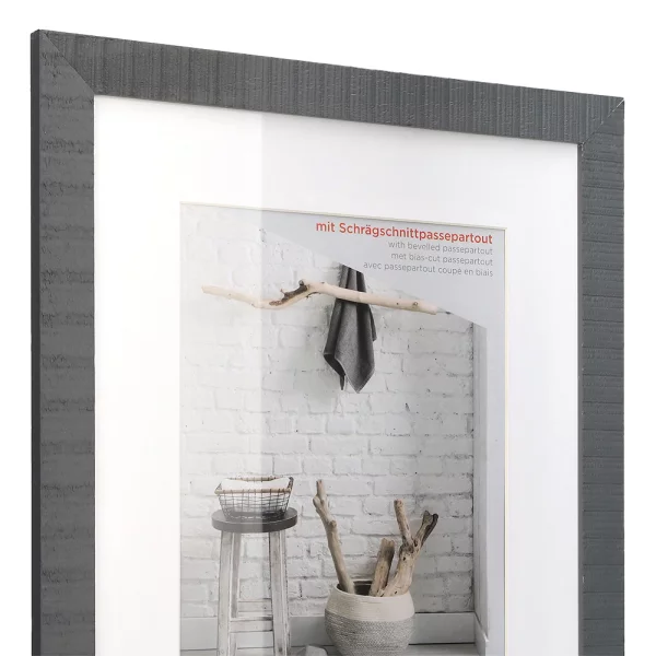 Cadre en bois Home avec passe-partout 10x15 cm (7x10 cm) | gris | verre standard (2 mm)