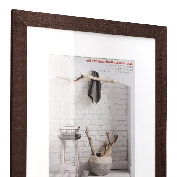 Cadre en bois Home avec passe-partout 10x15 cm (7x10 cm) | noyer | verre standard (2 mm)
