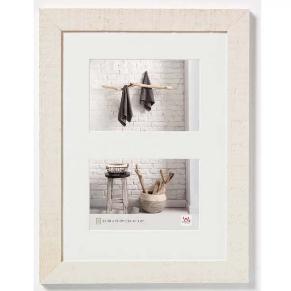 Cadre multi photos pour 2 photos Home 2x 10x15 cm | crème blanc | verre standard (2 mm)