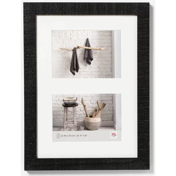 Cadre multi photos pour 2 photos Home 2x 10x15 cm | noir | verre standard (2 mm)