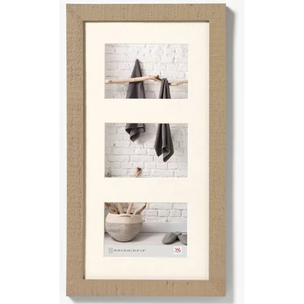 Cadre multi photos pour 3 photos Home 3x 10x15 cm | beige-brun | verre standard (2 mm)