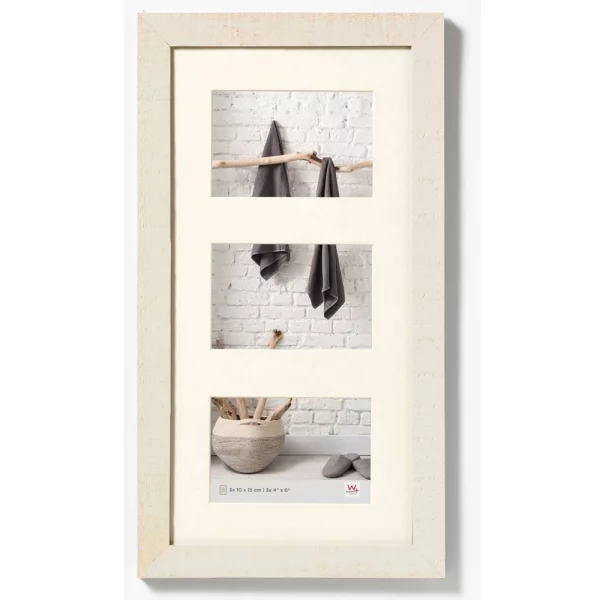 Cadre multi photos pour 3 photos Home 3x 10x15 cm | crème blanc | verre standard (2 mm)