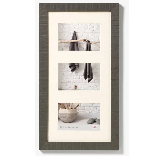 Cadre multi photos pour 3 photos Home 3x 13x18 cm | gris | verre standard (2 mm)