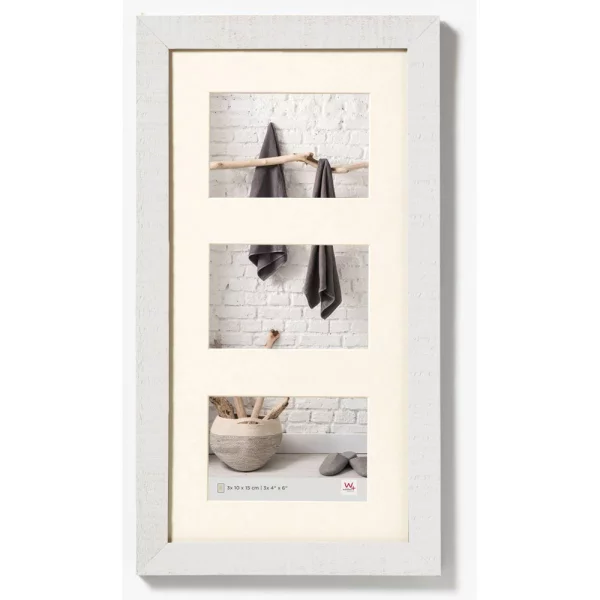 Cadre multi photos pour 3 photos Home 3x 10x15 cm | blanc polaire | verre standard (2 mm)