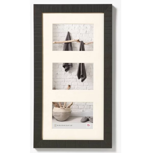 Cadre multi photos pour 3 photos Home 3x 10x15 cm | noir | verre standard (2 mm)