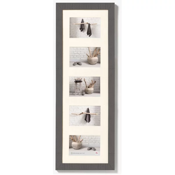 Cadre multi photos pour 5 photos Home 5x 10x15 cm | gris | verre standard (2 mm)