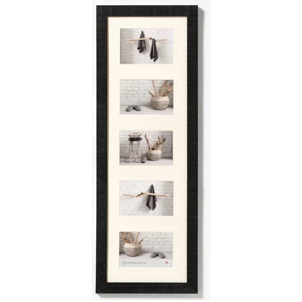 Cadre multi photos pour 5 photos Home 5x 10x15 cm | noir | verre standard (2 mm)