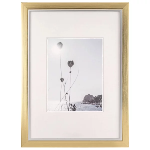 Cadre photo en plastique Beyond dans des coloris métallisés avec bord intérieur argenté 29,7x42 cm (A3) | Gold-Silber | verre standard (2 mm)
