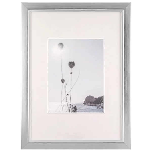 Cadre photo en plastique Beyond dans des coloris métallisés avec bord intérieur argenté 29,7x42 cm (A3) | Silber-Silber | verre standard (2 mm)