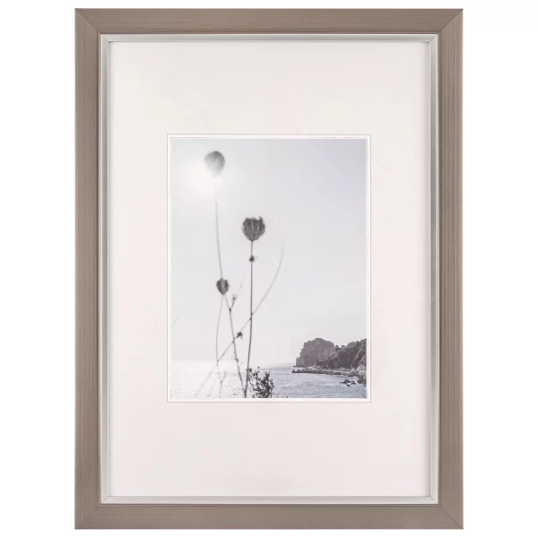 Cadre photo en plastique Beyond dans des coloris métallisés avec bord intérieur argenté 29,7x42 cm (A3) | Stahl-Silber | verre standard (2 mm)