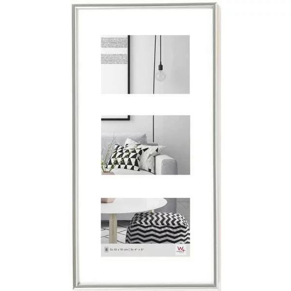 Cadre multi photos pour 3 photos Galeria 3x 10x15 cm | argent | verre standard (2 mm)