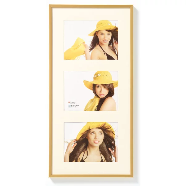 Cadre multi photos New Lifestyle pour 3 photos 10x15 cm | or | verre standard (2 mm)