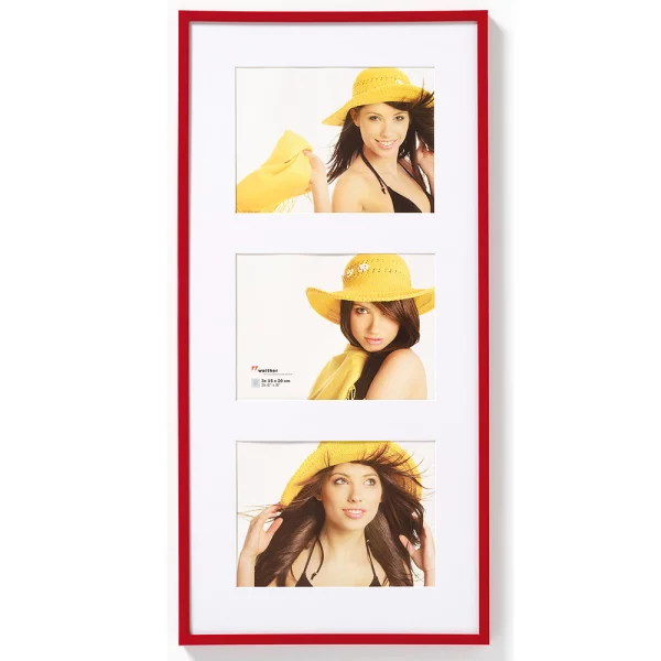 Cadre multi photos New Lifestyle pour 3 photos 10x15 cm | rouge | verre standard (2 mm)