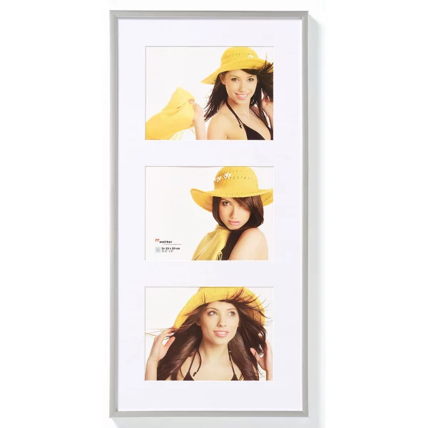 Cadre multi photos New Lifestyle pour 3 photos 10x15 cm | argent | verre standard (2 mm)