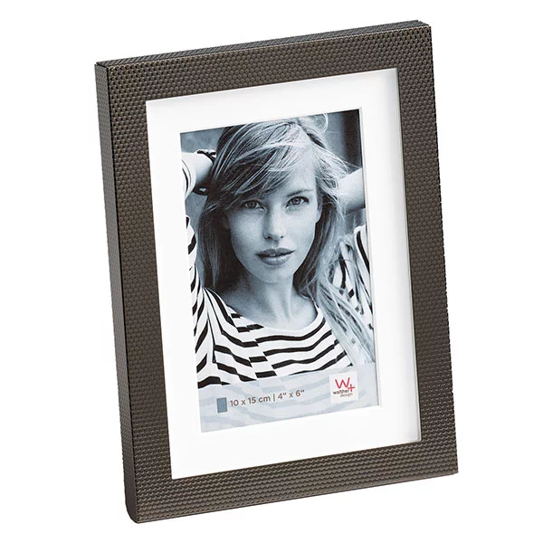 Cadre photo Chiara avec passe-partout 10x15 cm | anthracite | verre standard (2 mm)