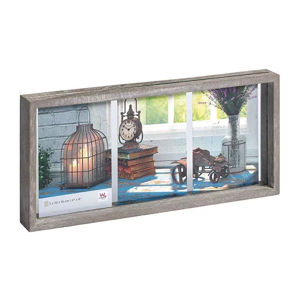 Cadre multi photos pour 3 photos Rustic 3x 10x15 cm | gris | verre standard (2 mm)
