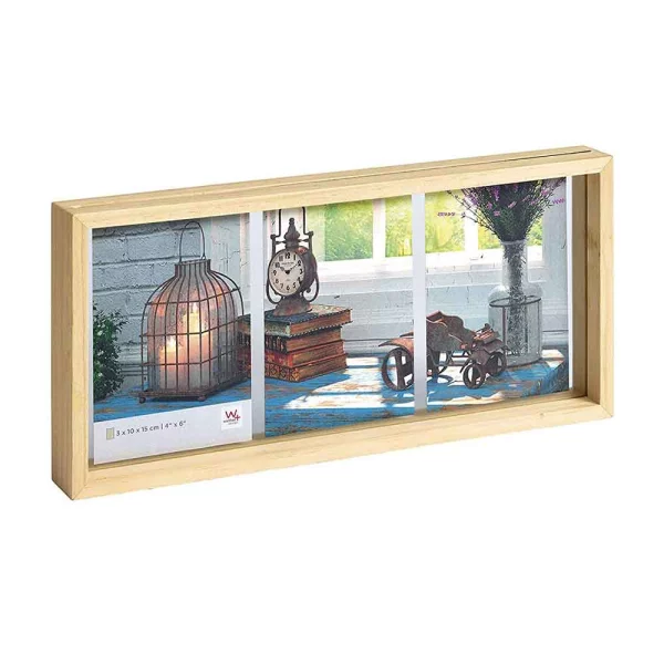 Cadre multi photos pour 3 photos Rustic 3x 10x15 cm | naturel | verre standard (2 mm)