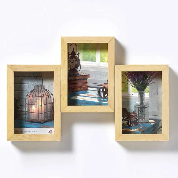Cadre photo Rustic pour 3 photos 3x10x15 cm | naturel | verre standard (2 mm)