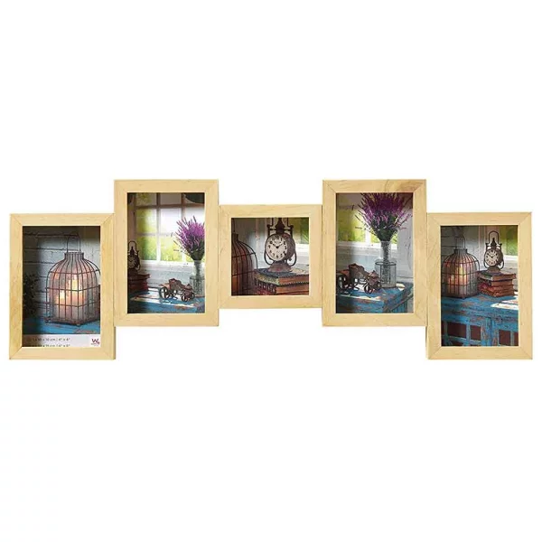 Cadre pêle-mêle pour 4 + 1 photos Rustic 4x 10x15 + 1x 10x10 cm | naturel | verre standard (2 mm)