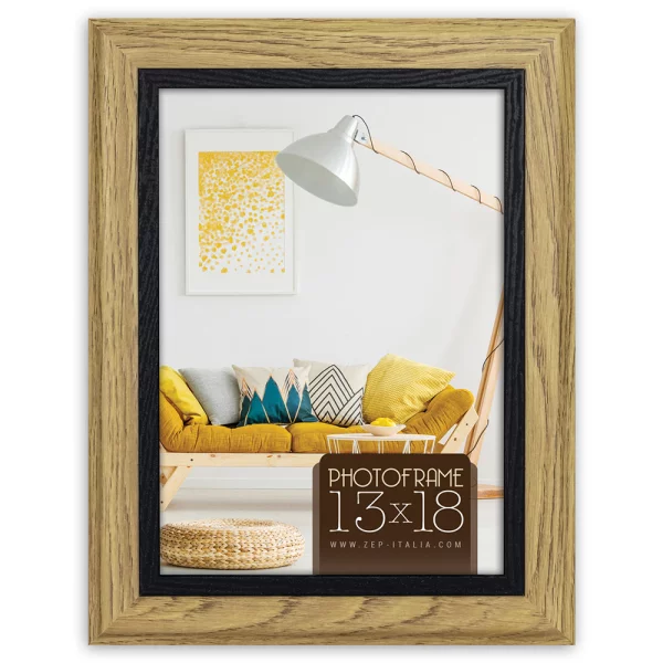 Holz Bilderrahmen Perugia (MDF) 13x18 cm | Braun-Schwarz | Normalglas (2 mm)