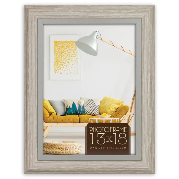 Holz Bilderrahmen Perugia (MDF) 13x18 cm | Creme-Grau | Normalglas (2 mm)