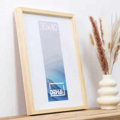 Rama drewniana z listewką Bunda na wymiar drewno jesionowe naturalne, laserowane | szkło standardowe (2 mm)