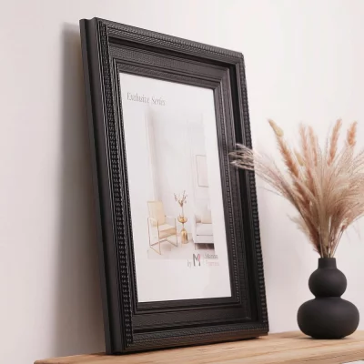 Cornice esclusiva in legno Fronta 50x65 cm | nero | Vetro standard (2 mm)