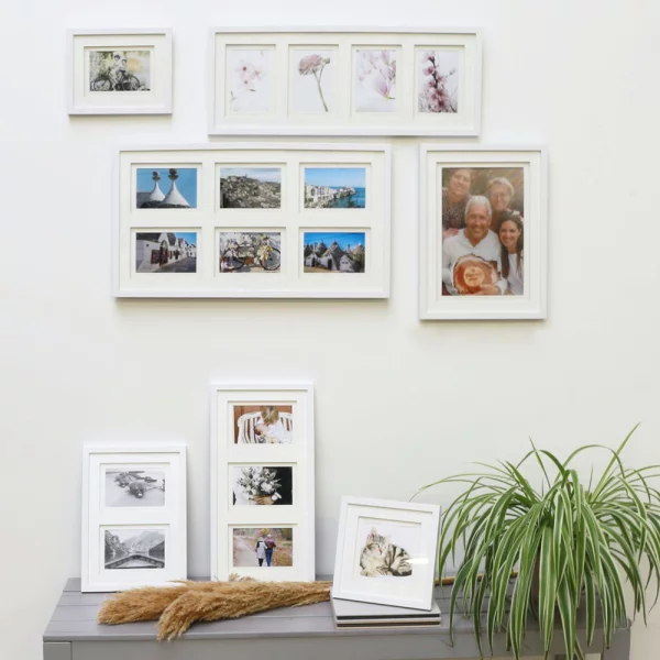 Cadre en bois Anna avec passe-partout double 10x15 cm | blanc | verre standard (2 mm)