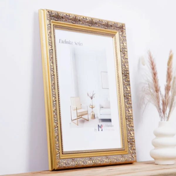 Exklusiver Holz-Bilderrahmen Bando 20x30 cm | Gold | Normalglas (2 mm)