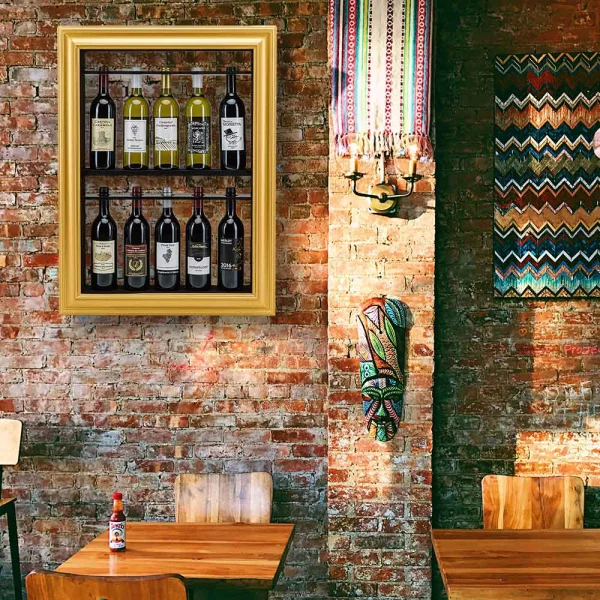 Bilderrahmen mit Weinregal 60x80 cm | gold