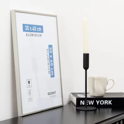 Aluminiumram Accent 30x40 cm | pärla kvicksilver | Standardglas (2 mm)