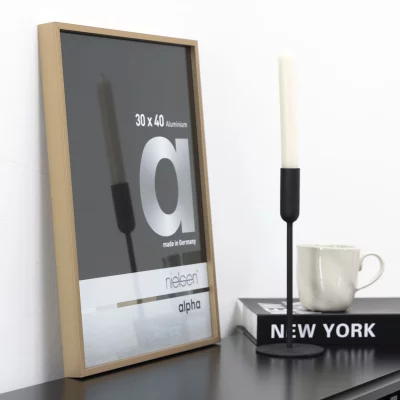 Aluminiumsbilderamme Alpha 50x60 cm | Rav, børstet | Normalglass (2 mm)