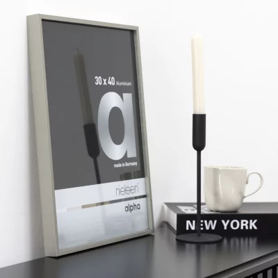 Aluminiumsbilderamme Alpha 60x90 cm | Rustfritt stål, børstet | Normalglass (2 mm)