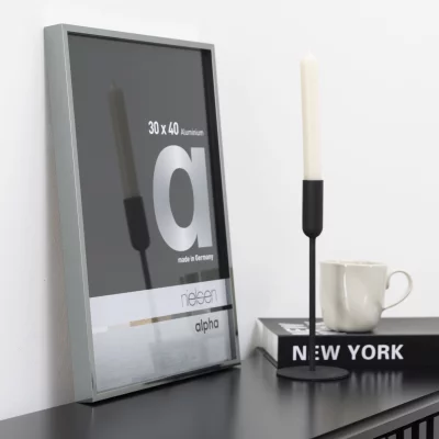 Aluminiumsbilderamme Alpha 70x100 cm | Mørkegrå med glans | Normalglass (2 mm)